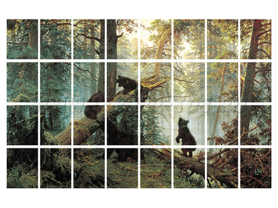 Набор магнитных карточек "Утро в сосновом лесу" (Иван Шишкин) (для работы на классной доске)